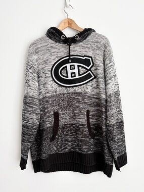 Montreal Canadiens Grey Black Ombre Knit Hoodie Sweater